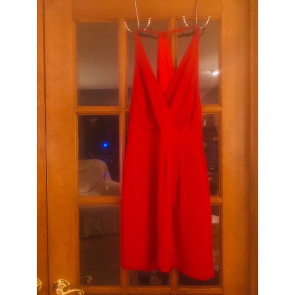 Bold Red, Empire, Mid Knee Length Dress - Picture 4 of 5